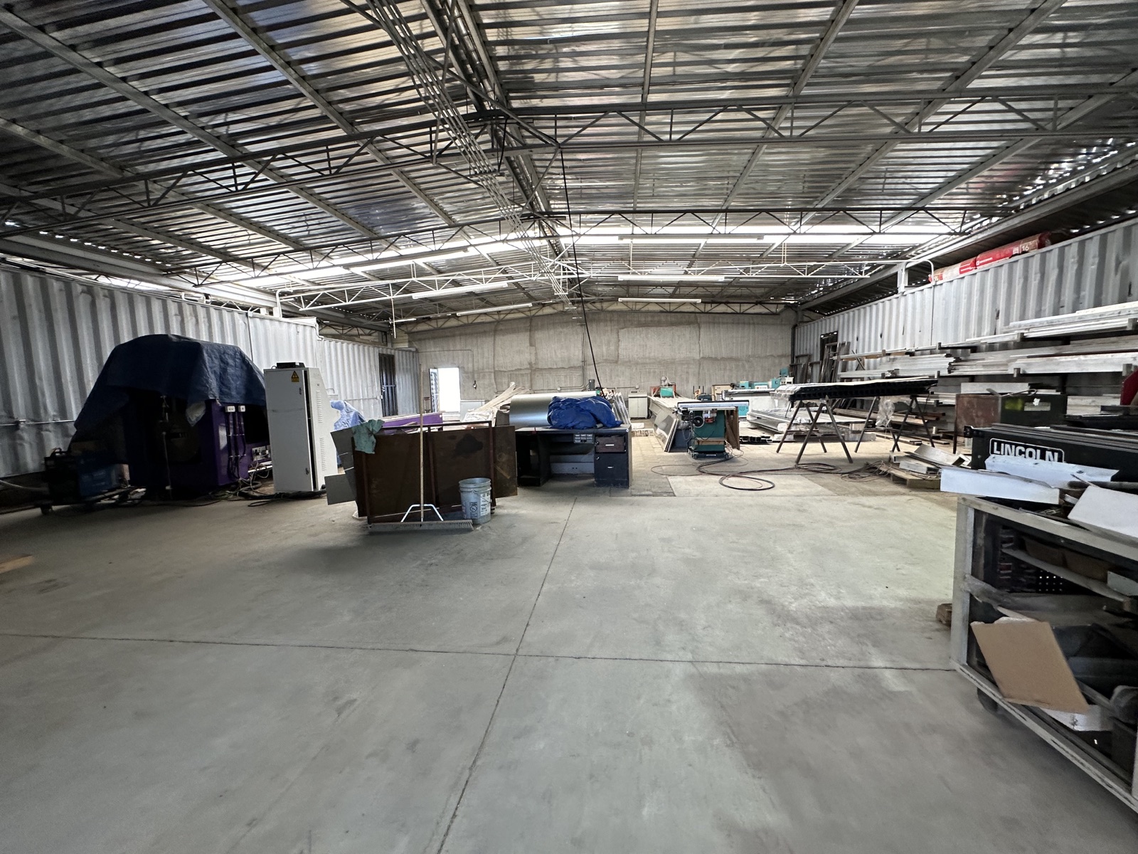 Roll-forming and fabrication equipment at the Cal Steel facility.