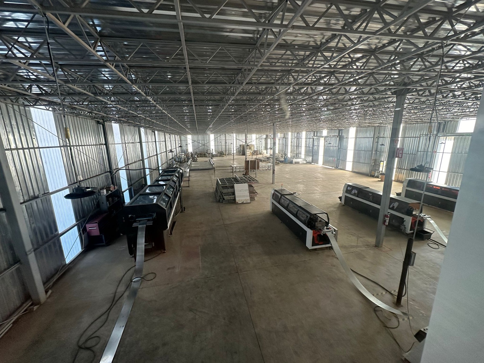 Light gauge steel profiles, studs, and panelized assemblies at the Cal Steel facility.
